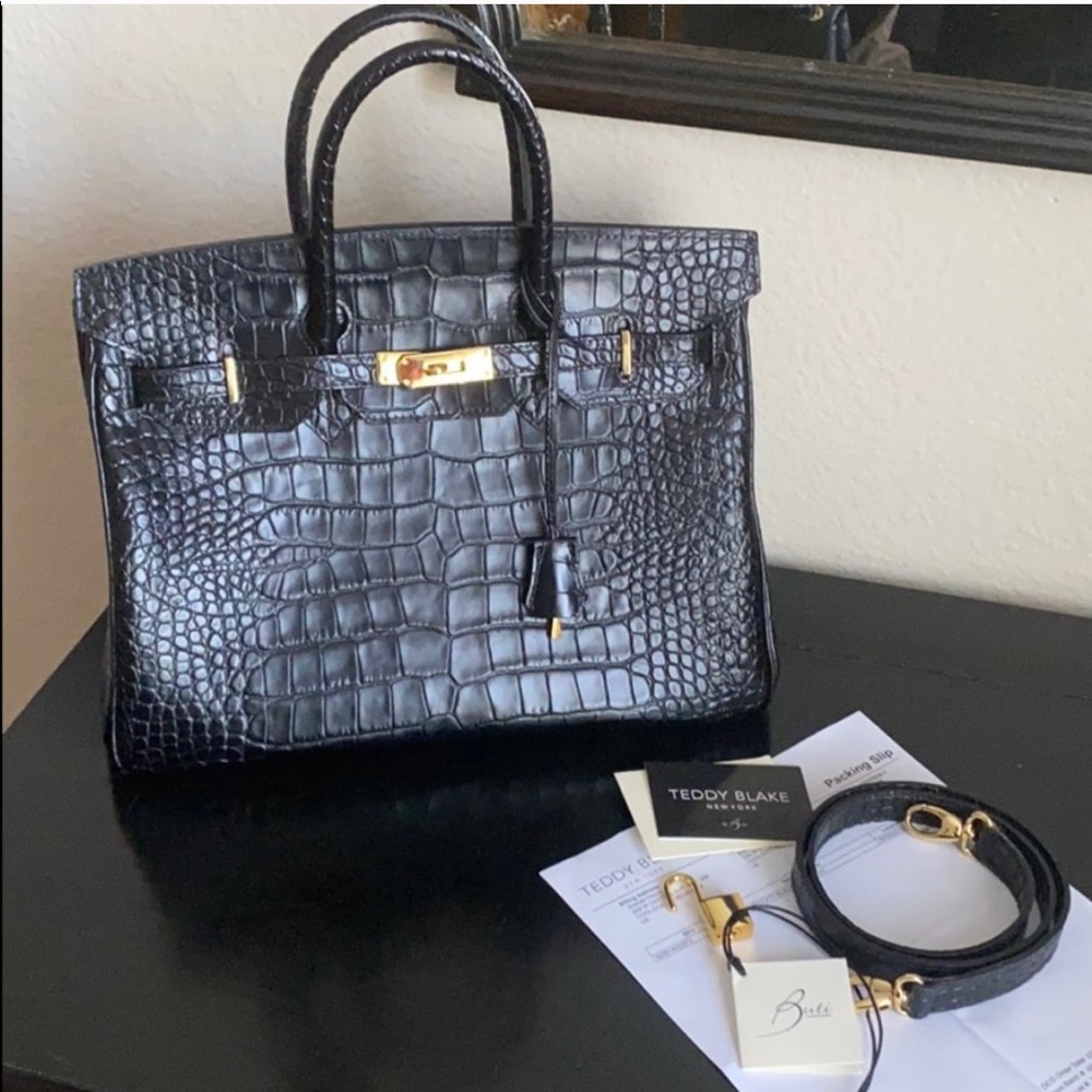15” Teddy Blake Butti Caty Croc black handbag